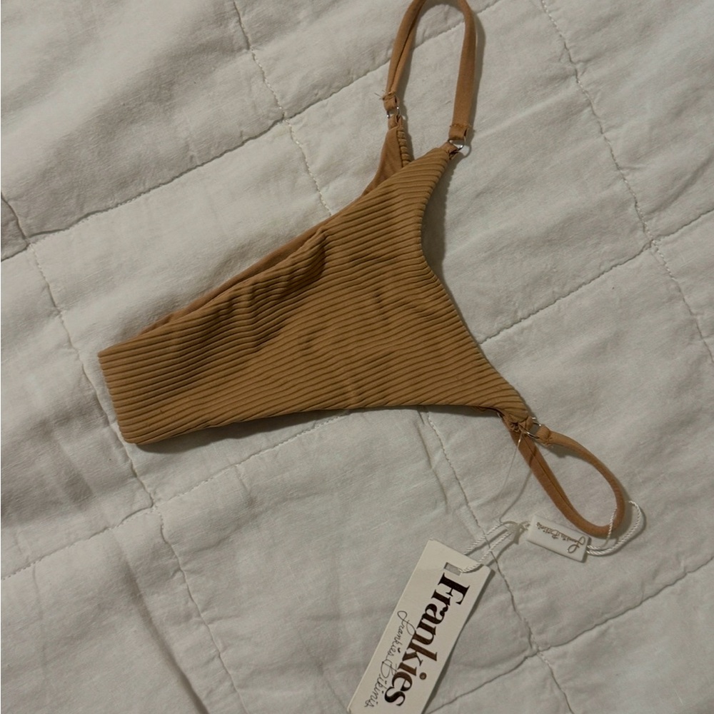 Frankies Bikinis Tan Ribbed Bikini Bottoms